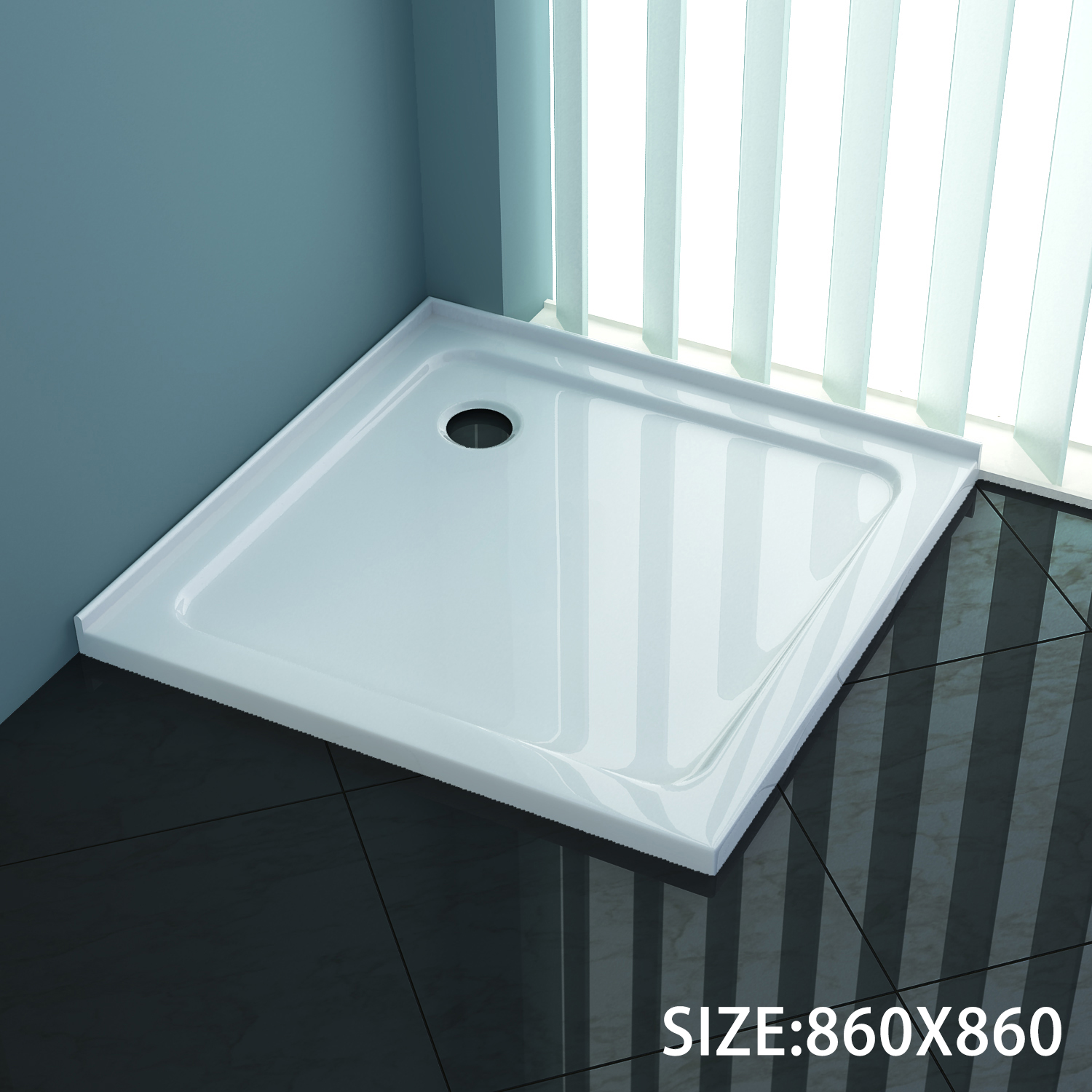 865x865x50mm Square Shower Base Durable Acrylic Fiberglass Australia